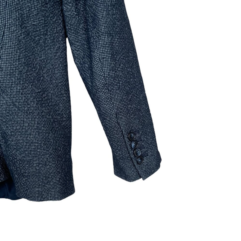 Ann Taylor Factory Tweed Blazer Size 6 Navy Blue One Button Career Workwear - Picture 5 of 12